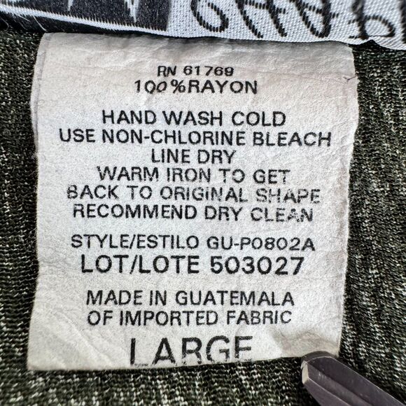 CM Shapes Blouse Womens Large Green Patchwork Rayon Crinkle Boho Artsy - Picture 11 of 11